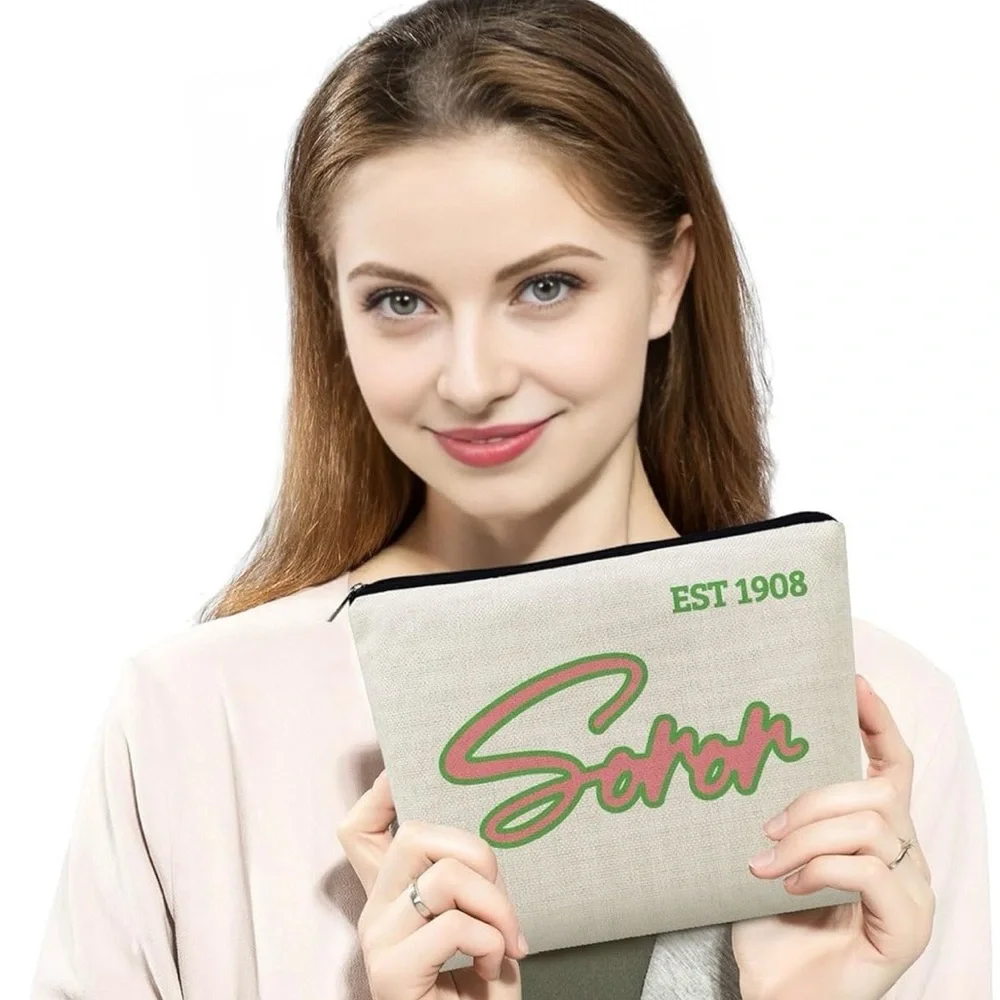 Sorority 1922 Presents Sisterhood Soror EST 1922 Canvas Makeup‎ Bag